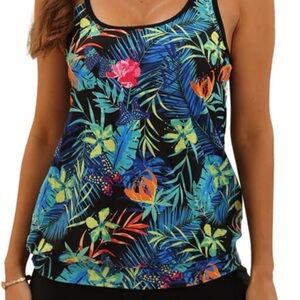 Women’s Tankini Bathing Suit with Boy Shorts- Tropical Print